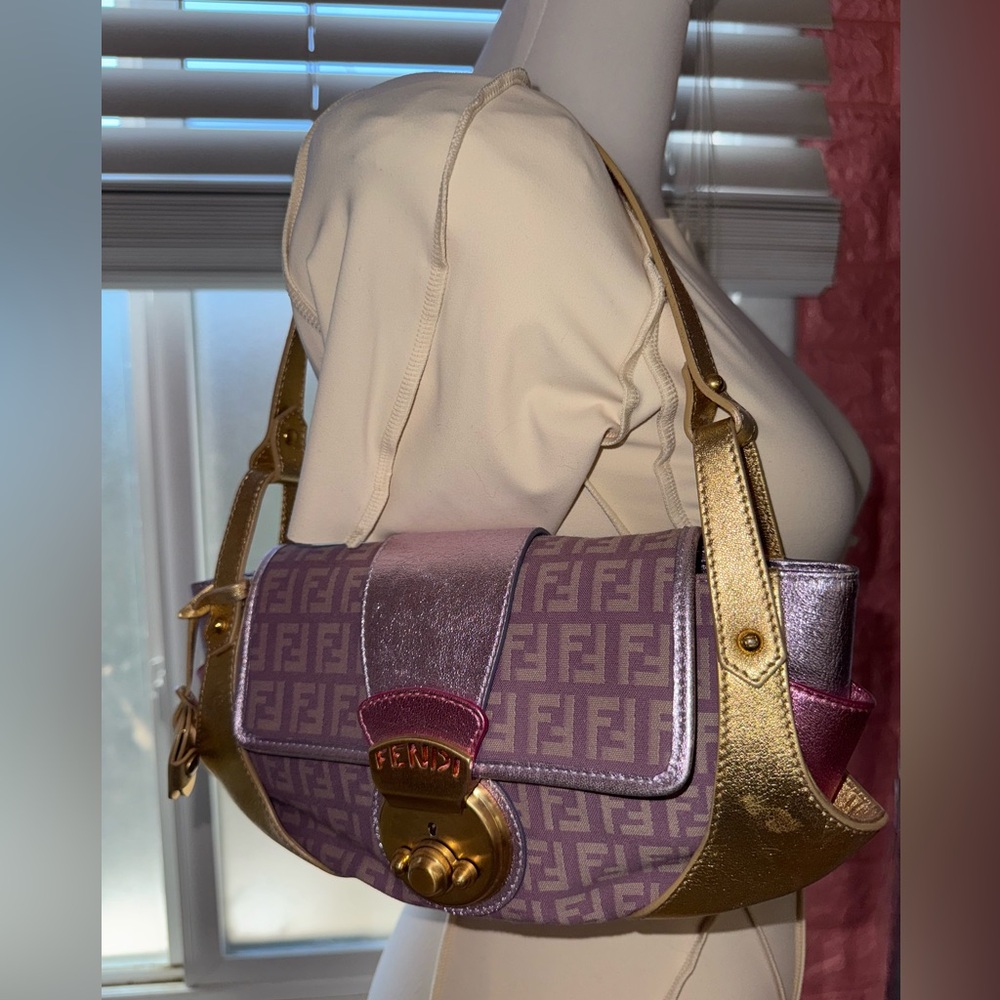 Fendi Purple and Gold Fendi Tuc Borsa Bag